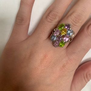 Vintage sterling silver ring with pastel gemstones